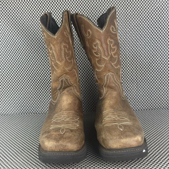 JB Dillon Cowboy Boots Mens 6.5 D Brown Leather Western Made In Mexico - Picture 2 of 15